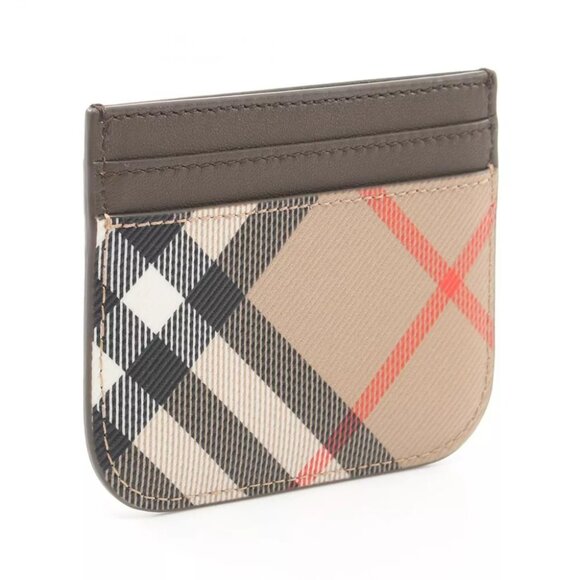 BURBERRY check Card Holder canvas leather Beige Brown Multicolor NEW - Picture 2 of 4